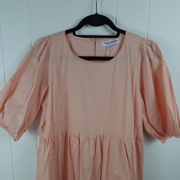 Charlie Holiday Womens Tiered Peach Maxi Dress Size 6 - Picture 3 of 8